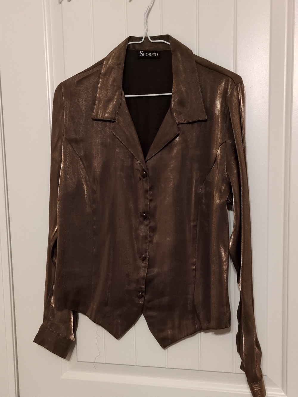 Scorpio Sol Bronze Shimmery Button-Up Blouse